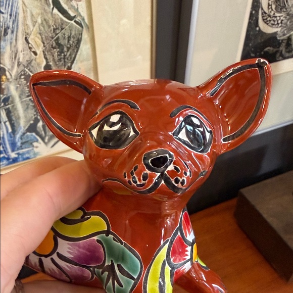 Hand-Painted Red Ceramic Chihuahua Figurine Talevera - Picture 11 of 12